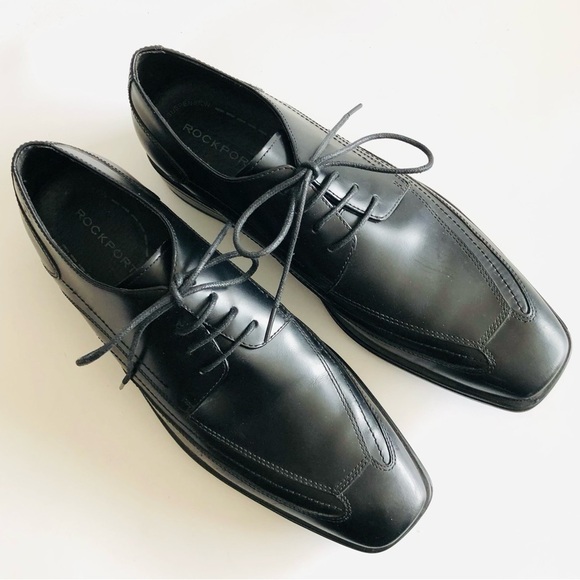 Rockport Black Leather Square Toe Oxfords - Picture 5 of 12